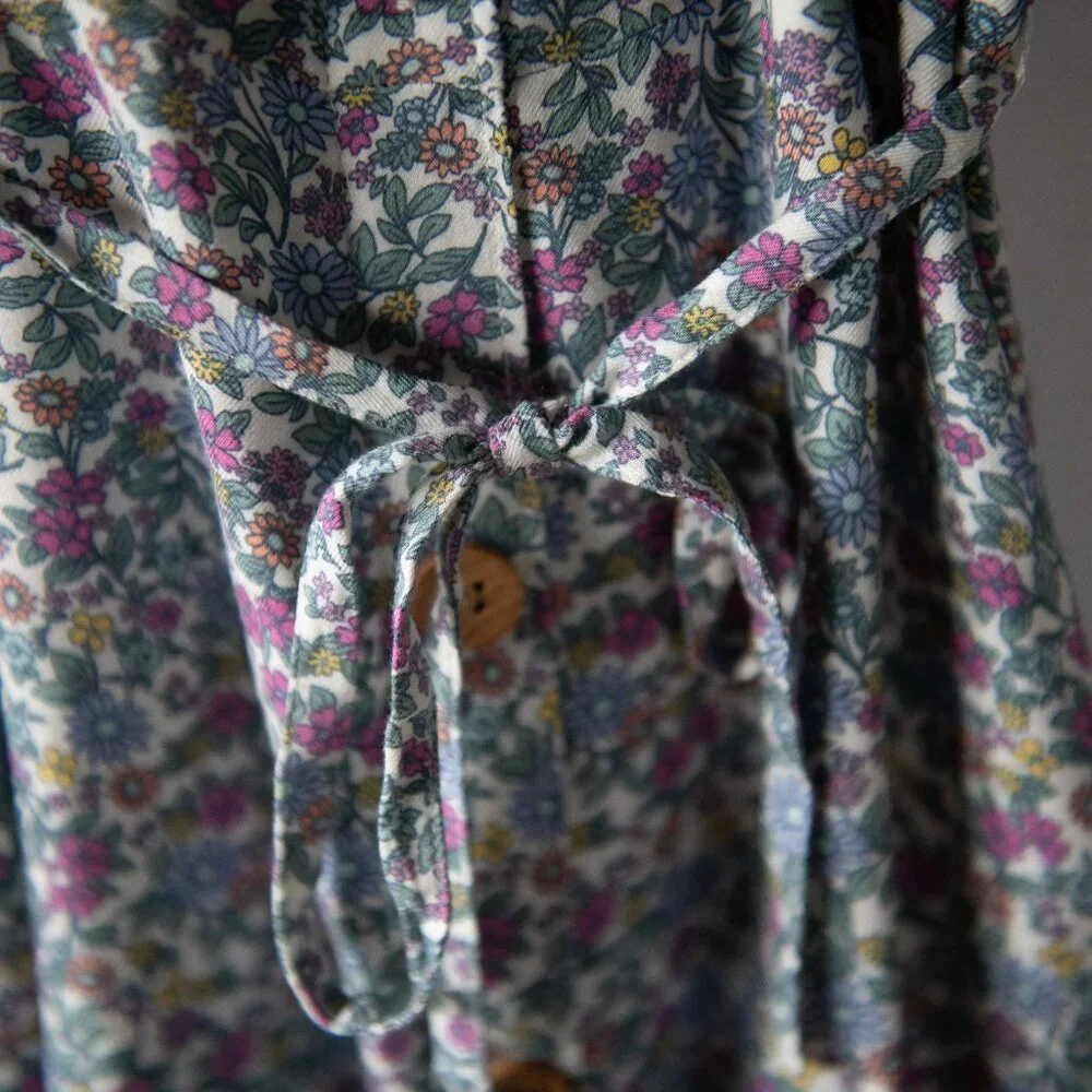 OshKosh Girls Floral Button Front Tie Waist Dress